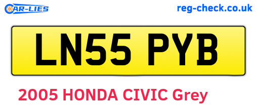 LN55PYB are the vehicle registration plates.