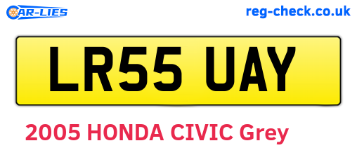 LR55UAY are the vehicle registration plates.