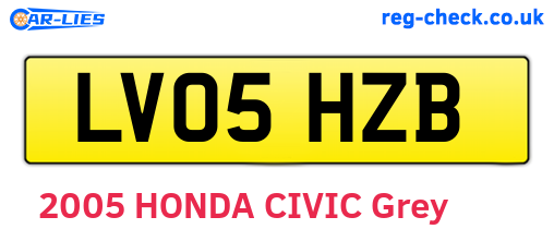 LV05HZB are the vehicle registration plates.