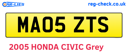 MA05ZTS are the vehicle registration plates.