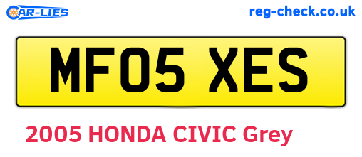 MF05XES are the vehicle registration plates.