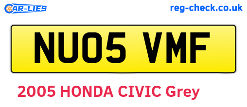 NU05VMF are the vehicle registration plates.