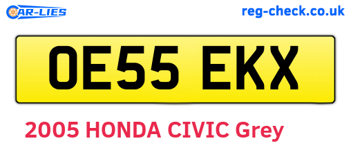 OE55EKX are the vehicle registration plates.