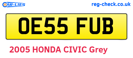 OE55FUB are the vehicle registration plates.
