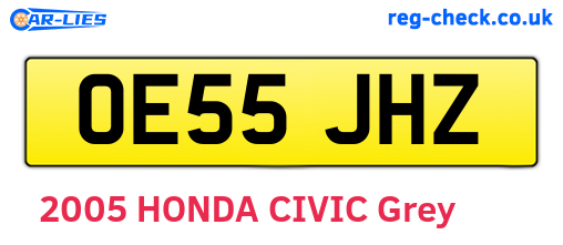 OE55JHZ are the vehicle registration plates.