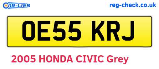 OE55KRJ are the vehicle registration plates.