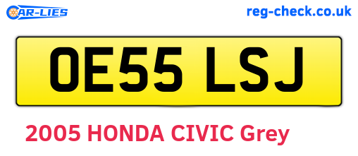 OE55LSJ are the vehicle registration plates.