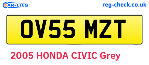 OV55MZT are the vehicle registration plates.