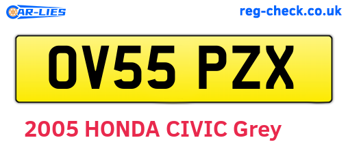 OV55PZX are the vehicle registration plates.