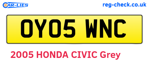 OY05WNC are the vehicle registration plates.