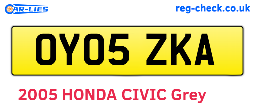 OY05ZKA are the vehicle registration plates.