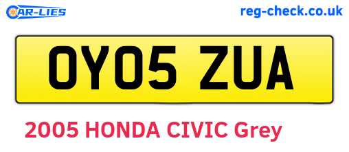 OY05ZUA are the vehicle registration plates.