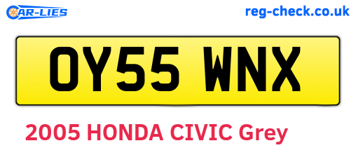 OY55WNX are the vehicle registration plates.