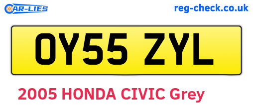 OY55ZYL are the vehicle registration plates.