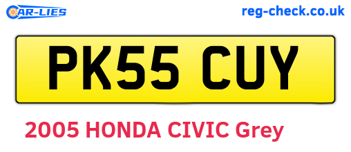 PK55CUY are the vehicle registration plates.