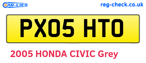PX05HTO are the vehicle registration plates.
