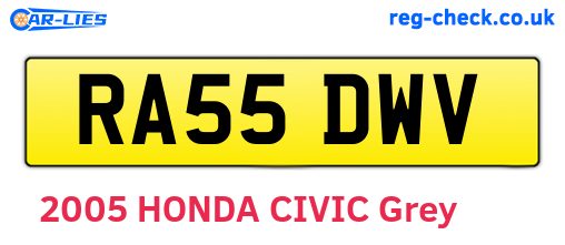 RA55DWV are the vehicle registration plates.