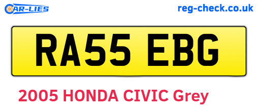 RA55EBG are the vehicle registration plates.