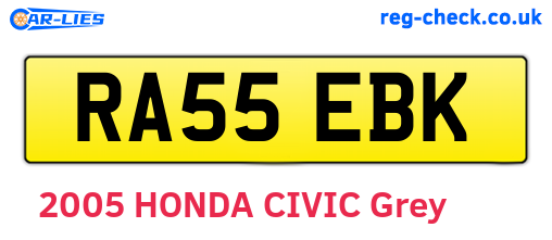 RA55EBK are the vehicle registration plates.