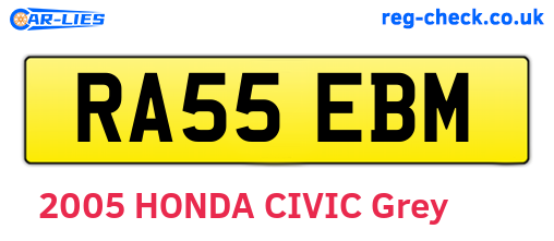 RA55EBM are the vehicle registration plates.