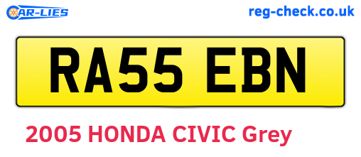 RA55EBN are the vehicle registration plates.