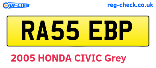 RA55EBP are the vehicle registration plates.