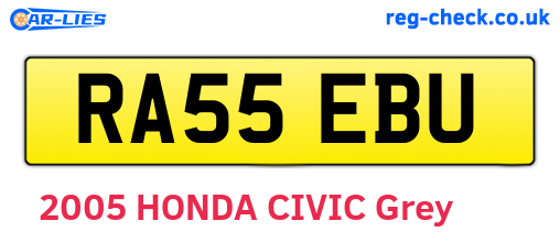 RA55EBU are the vehicle registration plates.