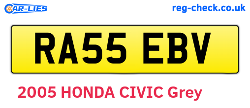 RA55EBV are the vehicle registration plates.