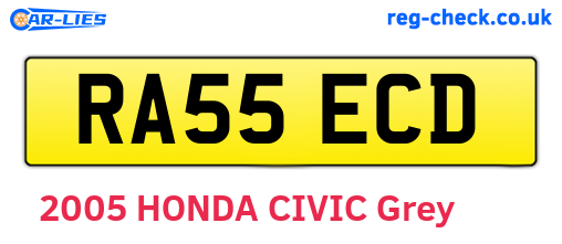 RA55ECD are the vehicle registration plates.