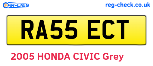 RA55ECT are the vehicle registration plates.