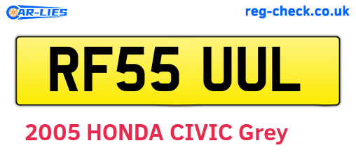 RF55UUL are the vehicle registration plates.