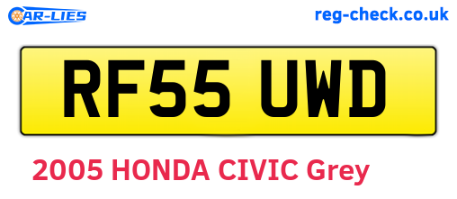 RF55UWD are the vehicle registration plates.