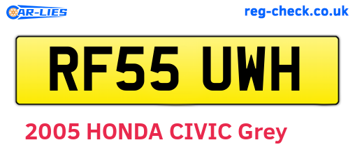 RF55UWH are the vehicle registration plates.