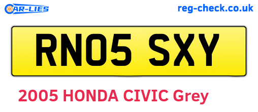 RN05SXY are the vehicle registration plates.