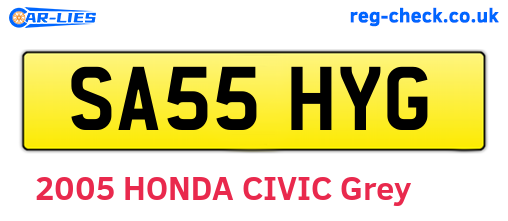 SA55HYG are the vehicle registration plates.