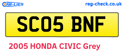 SC05BNF are the vehicle registration plates.