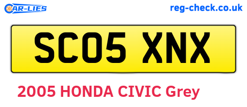 SC05XNX are the vehicle registration plates.