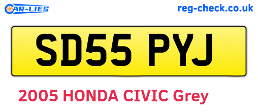 SD55PYJ are the vehicle registration plates.