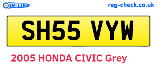 SH55VYW are the vehicle registration plates.