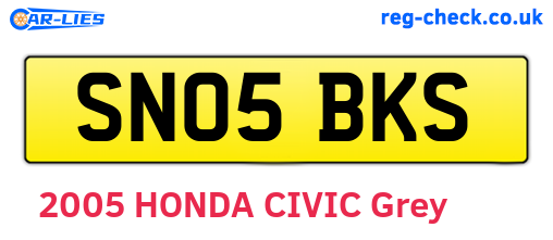 SN05BKS are the vehicle registration plates.