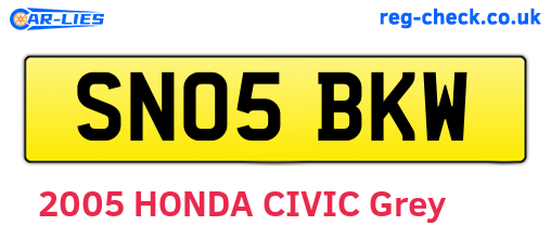 SN05BKW are the vehicle registration plates.