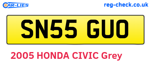 SN55GUO are the vehicle registration plates.