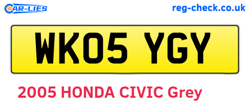 WK05YGY are the vehicle registration plates.