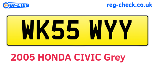 WK55WYY are the vehicle registration plates.