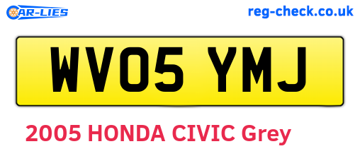 WV05YMJ are the vehicle registration plates.