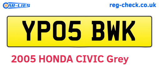 YP05BWK are the vehicle registration plates.