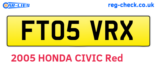FT05VRX are the vehicle registration plates.