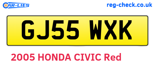 GJ55WXK are the vehicle registration plates.