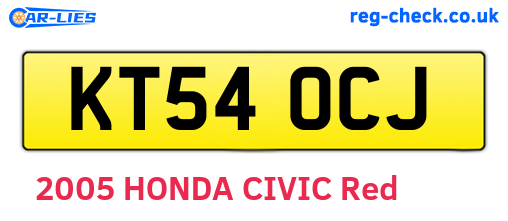 KT54OCJ are the vehicle registration plates.