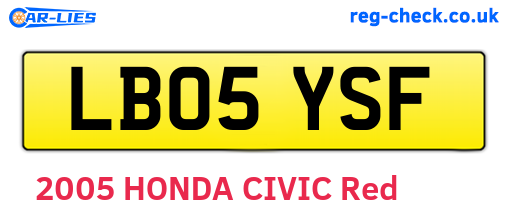 LB05YSF are the vehicle registration plates.